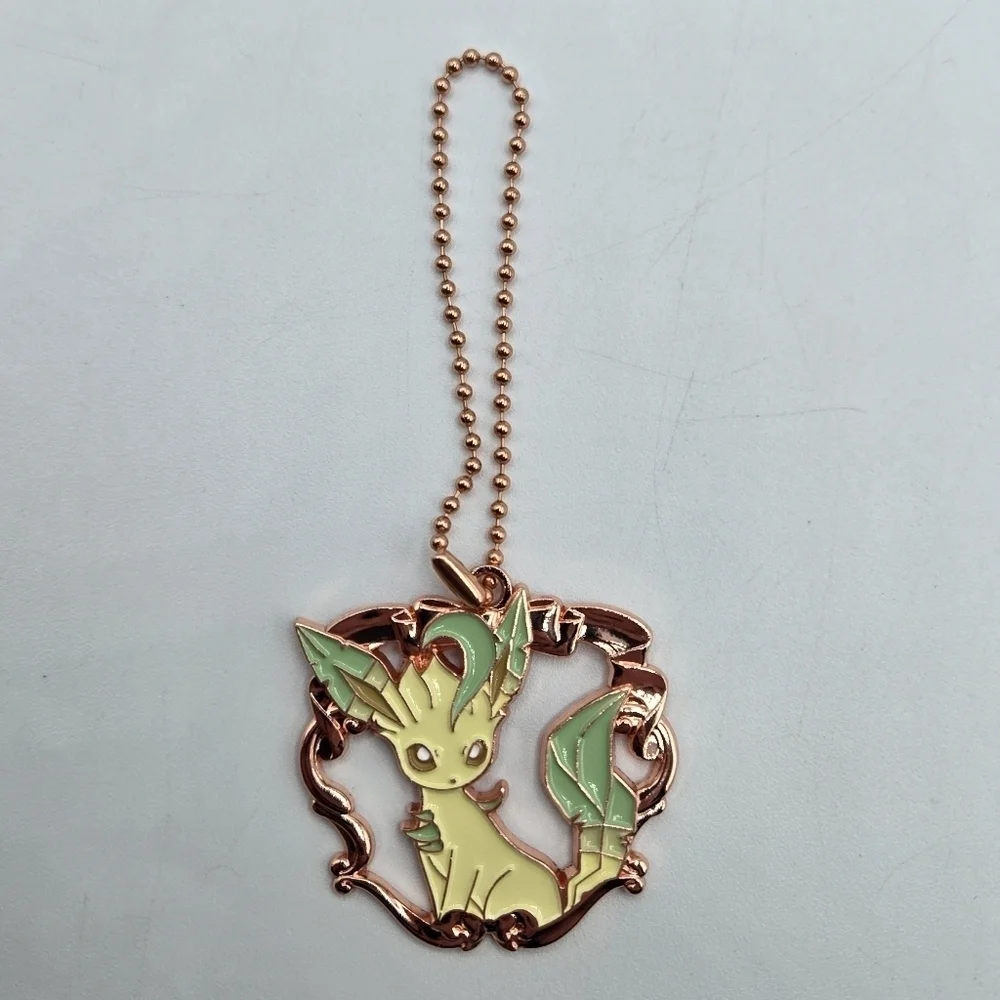 Pokemon Leafeon Rose Gold Metal Bag Charm Keychain